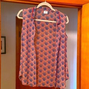 Cabi red and blue summer blouse.